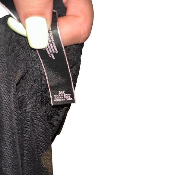 Victoria's Secret Babydoll Nightie Mesh Lace Padded Cups Adjustable Black - Picture 3 of 4